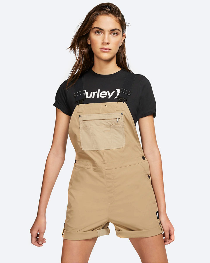 Hurley x Carhartt — dámské lacláče s krátkými nohavicemi — béžové, khaki — jumpsuit