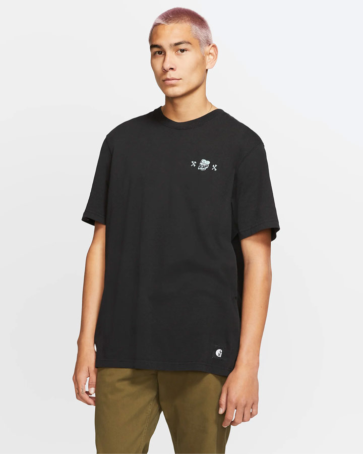Hurley x Carhartt — pánské tričko s malým potiskem — černé