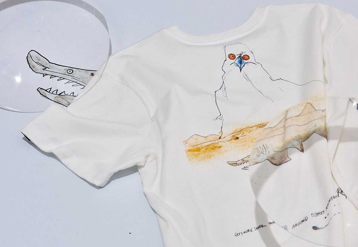 Vans x Ralph Steadman — bílé tričko s ilustrací žraloka písečného
