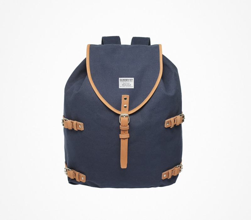 Plátěný batoh – Sandqvist – modrý, ruksak na záda