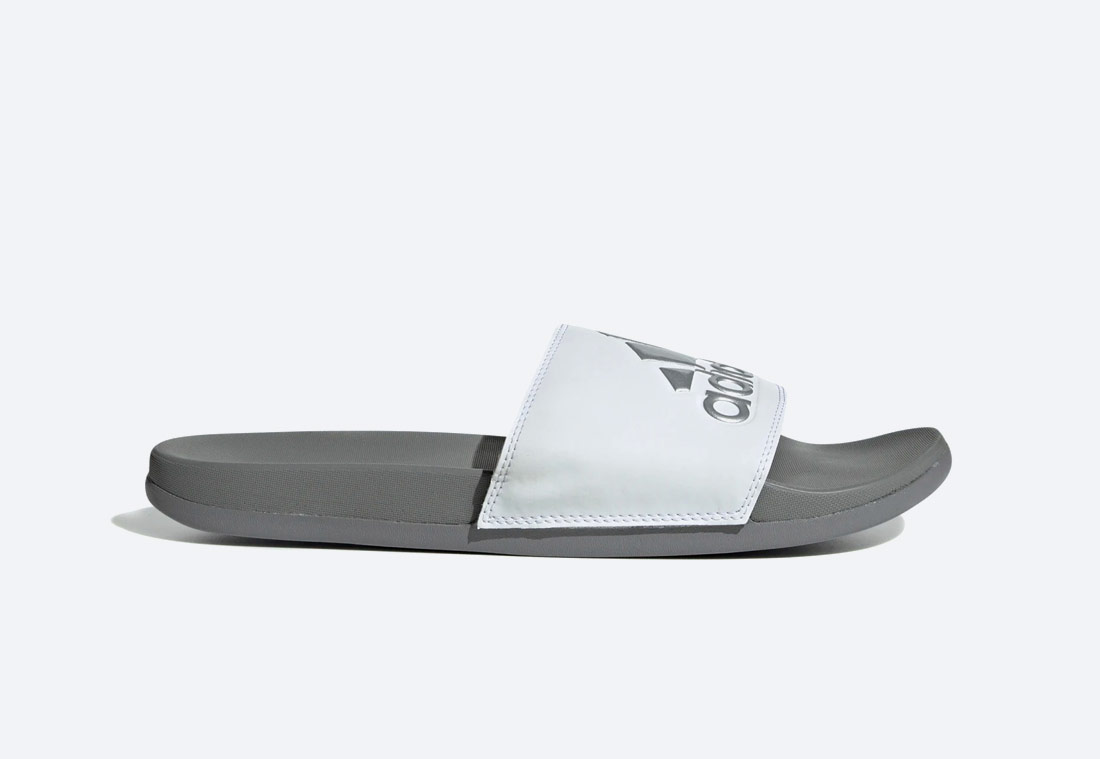 adidas Originals Adilette Cloudfoam Plus Logo Essentials — pantofle — pánské, dámské — šedé — nazouváky — slides